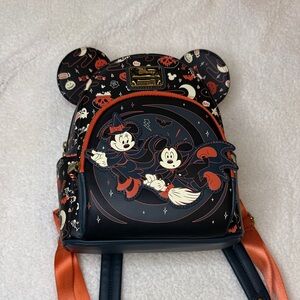 Disney Black and Orange Mickey and Minnie Backpack